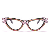 Óculos de sol rosa moda casual patchwork strass