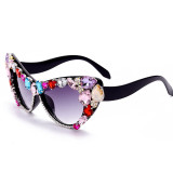 Farbe Mode Casual Patchwork Strass Sonnenbrille