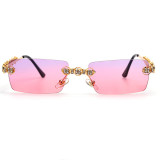 Pink Purple Fashion Casual Patchwork Rhinestone Sunglasses