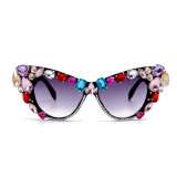Farbe Mode Casual Patchwork Strass Sonnenbrille