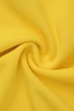 Cabresto amarelo casual patchwork sólido sem mangas duas peças