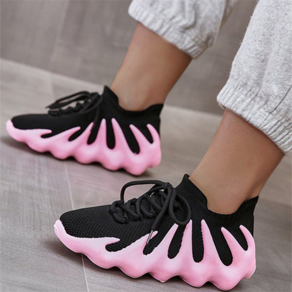 Розовая модная повседневная спортивная одежда, лоскутная повязка, круглая удобная спортивная обувь на открытом воздухе