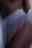 Cadena de cintura de diamantes de imitación de patchwork sexy plateada