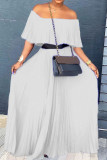 Gul Casual Elegant Solid Patchwork Vik av axeln Raka klänningar