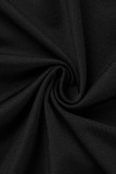 Macacão regular preto sexy sólido vazado patchwork decote em V