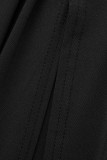 Zwarte sexy effen uitgeholde patchwork V-hals reguliere jumpsuits