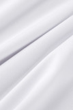 Blanco Casual Imprimir Patchwork Volante O Cuello Recto Vestidos de talla grande