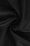 azul negro moda casual estampado patchwork cuello en u sin mangas dos piezas