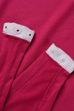 Rosso rosa moda casual solido nappa patchwork o collo senza maniche due pezzi