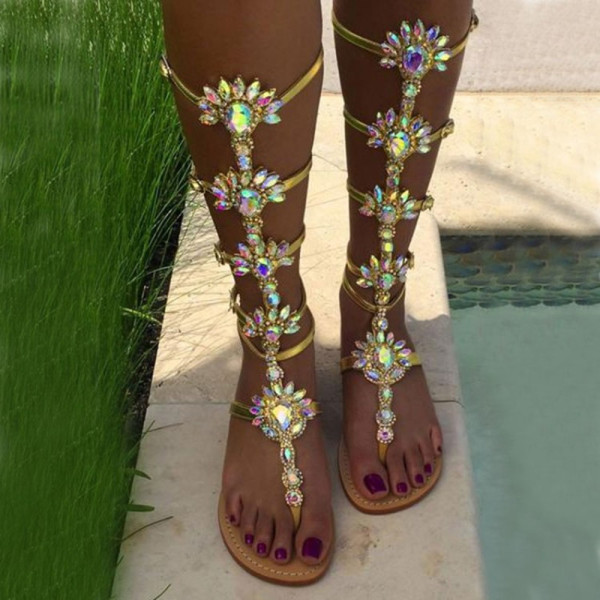 Zapatos de puerta redondos con diamantes de imitación de patchwork casuales de moda dorada