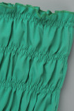 Зеленый модный сексуальный принт с разрезом на спине и открытыми плечами с длинным рукавом из двух частей