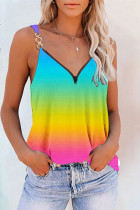 Kleur Sexy Casual Print Patchwork Backless V-hals Tops