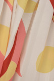 Gelbe Mode Casual Print Bandage Schlitz V-Ausschnitt Langarm Kleider