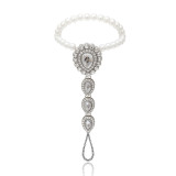 Bracelet de Cheville Strass Perle Patchwork Blanc