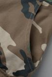 Camouflage Lässiger Druck Camouflage-Druck Hohe Taille Gerade Volldruckunterteile
