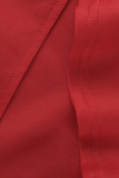 Rote Art- und Weisebeiläufige feste Patchwork-Schlitz-Bleistift-Rock-Kleider mit V-Ausschnitt