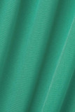 Due pezzi a maniche lunghe con spacco sul retro senza schienale con stampa sexy di moda verde