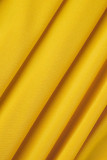 Robes longues jaunes sexy solides patchwork dos nu volant licou