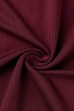 Robe de soirée une épaule fendue dos nu en patchwork solide rouge