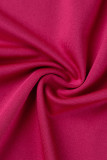 Rosa Vermelho Moda Casual Sólida Borla Patchwork O Decote Sem Manga Duas Peças