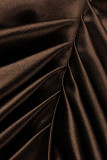 Zwarte sexy effen patchwork vouw asymmetrische schuine kraag onregelmatige jurk plus size jurken