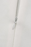Weißer, eleganter, durchsichtiger Patchwork-Overall mit geradem O-Ausschnitt (enthält den Gürtel)