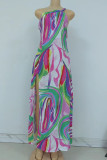 Цветной сексуальный принт со старым пэчворком с открытой спиной и косым воротником, прямые платья