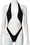 Black Fashion Sexy Solid Patchwork See-through Backless Swimwears