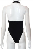 Moda preta sexy sólido patchwork transparente trajes de banho sem costas