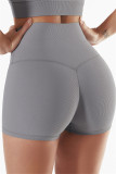 Grey Fashion Casual Sportswear Solid Patchwork Tight High Waist Shorts
