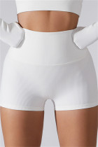 Shorts de cintura alta de moda casual casual esportivo branco com patchwork sólido