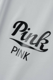 Roze mode print patchwork een schouder lange mouw twee stukken