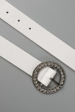 Weißer, eleganter, durchsichtiger Patchwork-Overall mit geradem O-Ausschnitt (enthält den Gürtel)