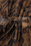 Vestidos com estampa de leopardo casual estampa de leopardo patchwork decote em v reto plus size
