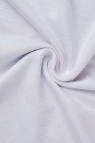 Wit rozerood casual patchwork met O-hals en korte mouwen, twee stukken
