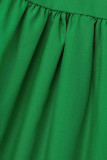 Verde chiaro casual solido patchwork fibbia colletto turndown una linea abiti taglie forti