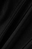 Parte inferior de color sólido de altavoz de cintura alta de patchwork sólido informal negro