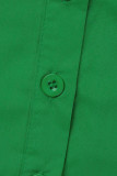 Verde chiaro casual solido patchwork fibbia colletto turndown una linea abiti taglie forti