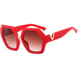 Óculos de sol casuais de patchwork sólido vermelho fashion