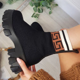 Noir Fashion Casual Patchwork Round Keep Warm Chaussures confortables