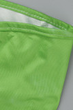 Mode vert fluo bandage imprimé sexy évidé dos nu licou combinaisons régulières