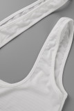 Witte mode sexy effen asymmetrische tops met één schouder