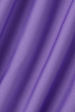 Púrpura Moda Casual Cambio gradual Imprimir Patchwork Cuello vuelto Una línea Vestidos de talla grande