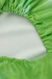 Fluorescerende groene mode sexy print bandage uitgeholde rugloze halter reguliere jumpsuits