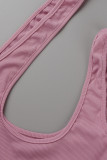 Розовые модные сексуальные однотонные асимметричные топы на одно плечо