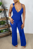 Vit Mode Solid Patchwork Spaghetti Strap Straight Jumpsuits