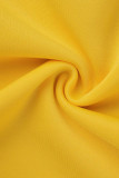 Желтое модное сексуальное твердое лоскутное вечернее платье с открытой спиной на одно плечо