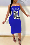Black Sexy Print Patchwork Strapless One Step Skirt Dresses