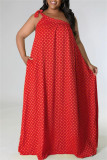 赤いファッションセクシーなプラスサイズのプリント包帯背中の開いた斜めの襟ノースリーブのドレス