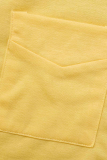 Amarillo casual sólido patchwork cuello vuelto manga larga dos piezas
